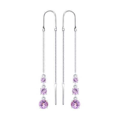 Серьги из серебра с аметистами - видео на модели