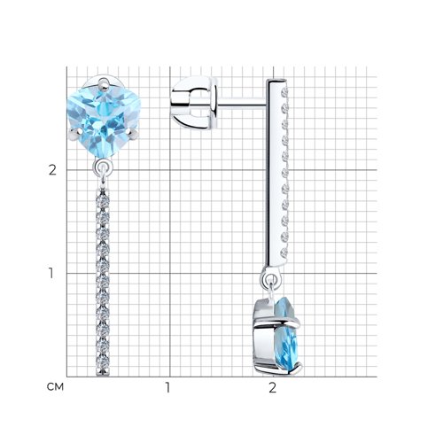 Серьги из серебра с топазом и фианитами из серебро — вид 4