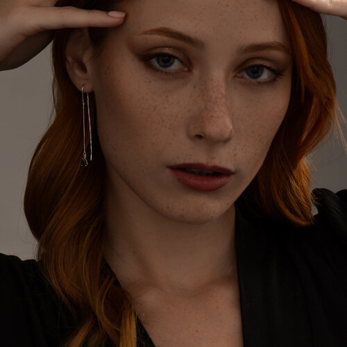 Серьги из серебра с гранатами из родированное серебро — вид 3