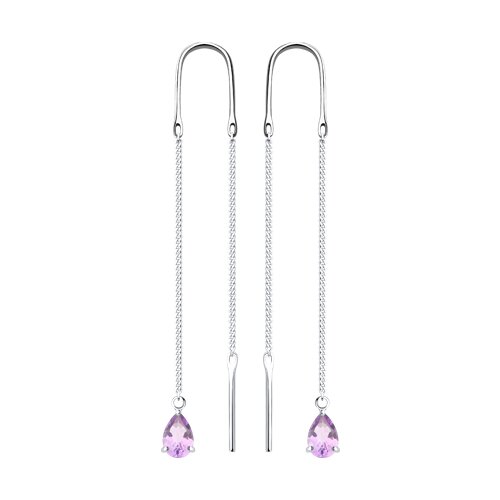 Серьги из серебра с аметистами - видео на модели