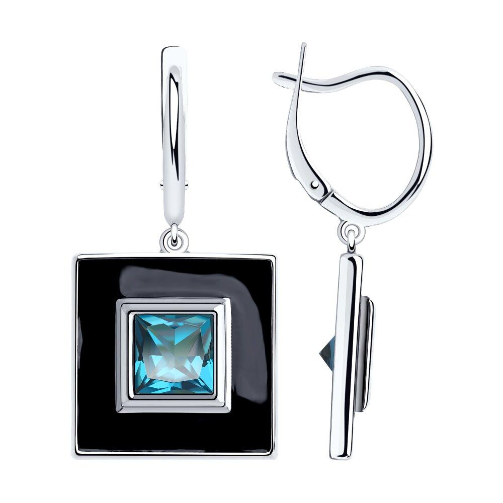 Серьги из серебра с эмалью и ситалами синтетическими - видео на модели