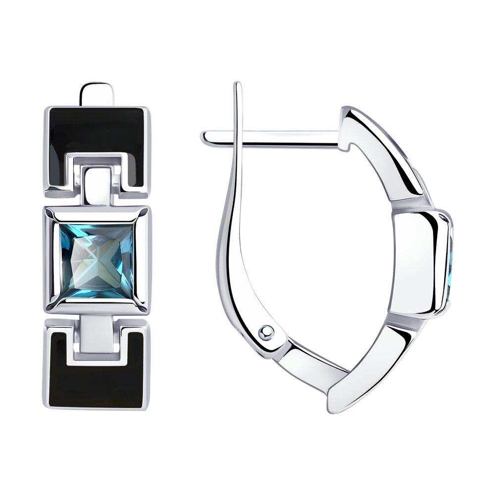 Серьги из серебра с эмалью и ситалами синтетическими - видео на модели