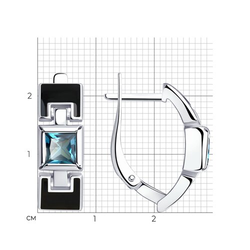 Серьги из серебра с эмалью и ситалами синтетическими из серебро — вид 4