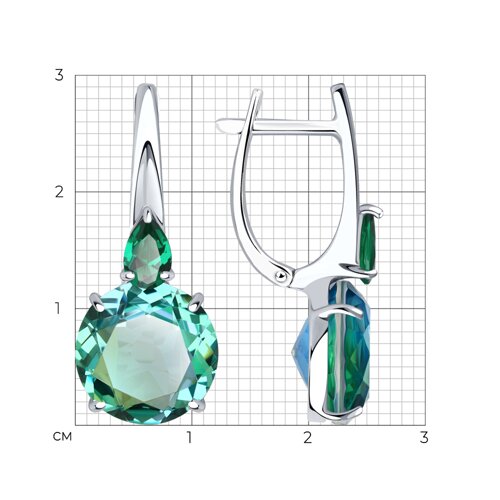 Серьги из серебра с ситалами синтетическими и фианитами из серебро — вид 4