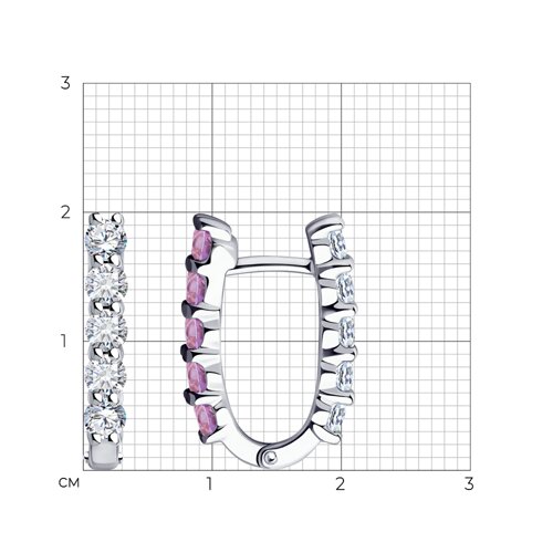Серьги из серебра с аметистами и фианитами из родированное серебро — вид 4
