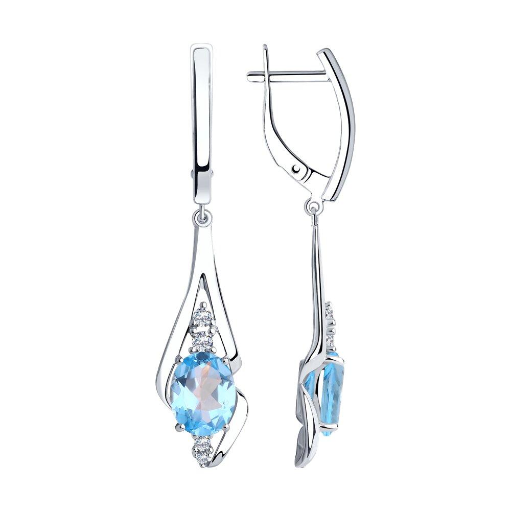 Серьги из серебра с топазами и фианитами - видео на модели