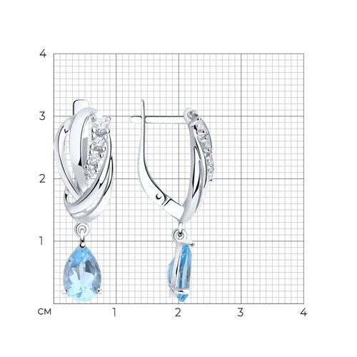 Серьги из серебра с топазами и фианитами из серебро — вид 4