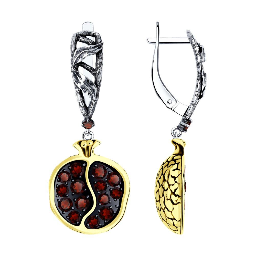 Серьги из золочёного серебра с гранатами - видео на модели