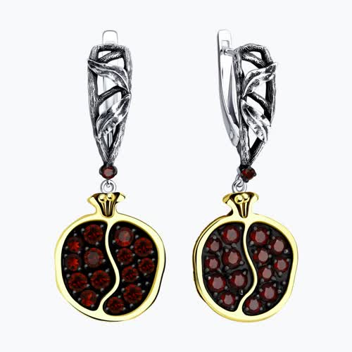 Серьги из золочёного серебра с гранатами из серебро — вид 2