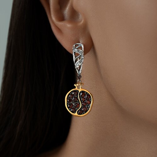 Серьги из золочёного серебра с гранатами из серебро — вид 3