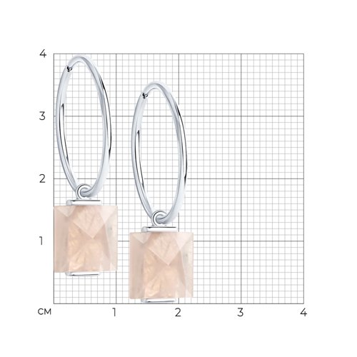 Серьги из серебра с кварцами из родированное серебро — вид 4