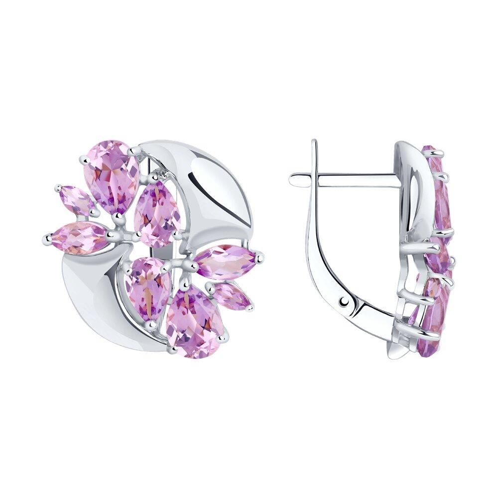 Серьги из серебра с аметистами - видео на модели