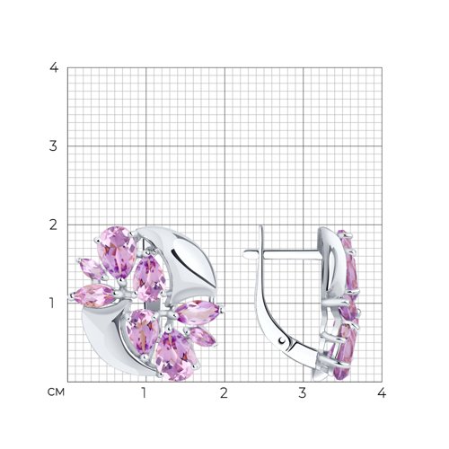 Серьги из серебра с аметистами из серебро — вид 3