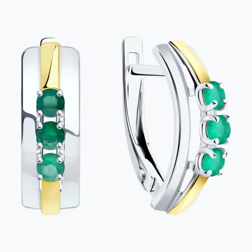 Серьги из золочёного серебра с агатами из серебро — вид 2