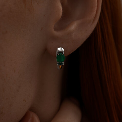 Серьги из золочёного серебра с агатами из серебро — вид 2