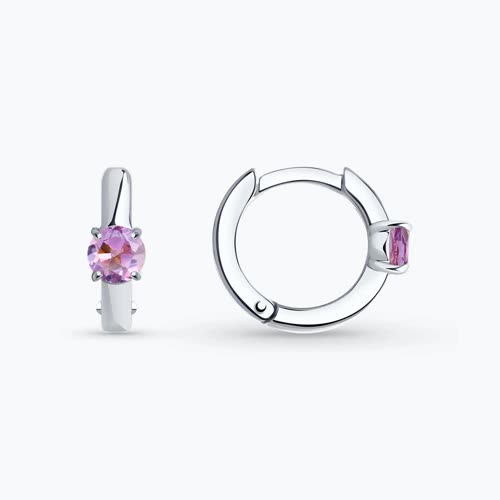 Серьги из серебра с аметистами - видео на модели