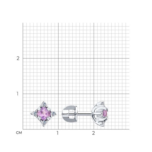 Серьги из серебра с аметистами и фианитами из серебро — вид 4