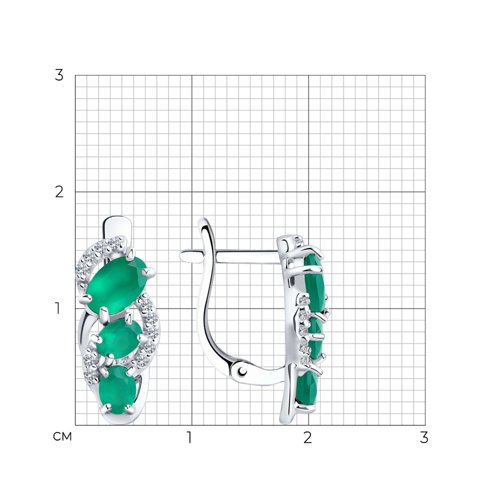 Серьги из серебра с агатами и фианитами из родированное серебро — вид 3