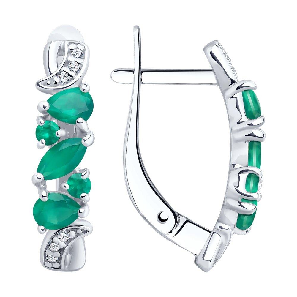 Серьги из серебра с агатами и фианитами - видео на модели