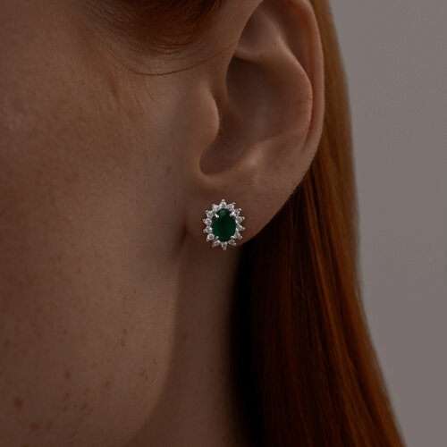 Серьги из серебра с агатами и фианитами из родированное серебро — вид 2