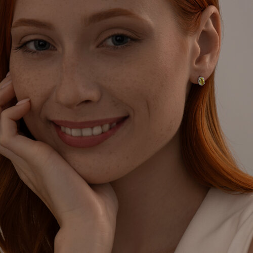 Серьги из серебра с хризолитами из серебро — вид 3