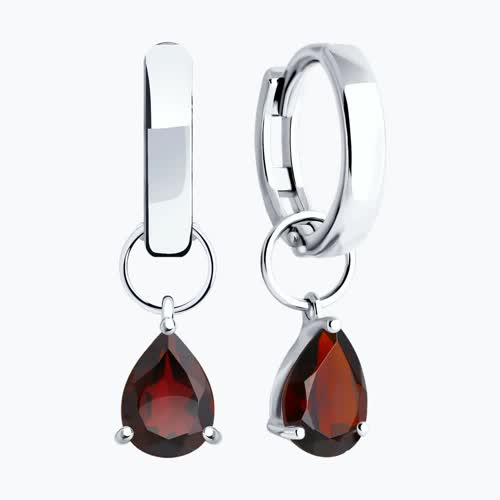 Серьги из серебра с гранатами из серебро — вид 2