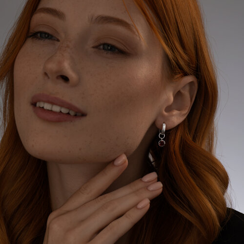 Серьги из серебра с гранатами из серебро — вид 3