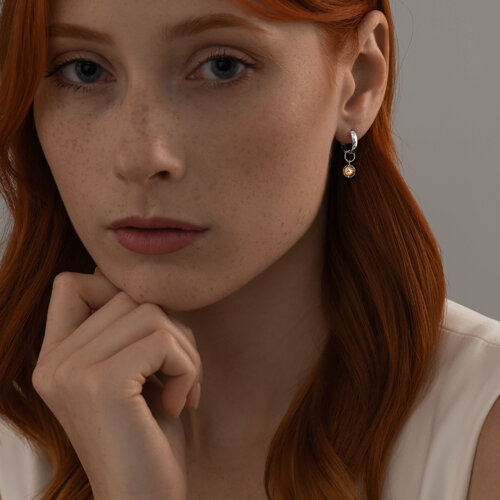 Серьги из серебра с цитринами из родированное серебро — вид 3