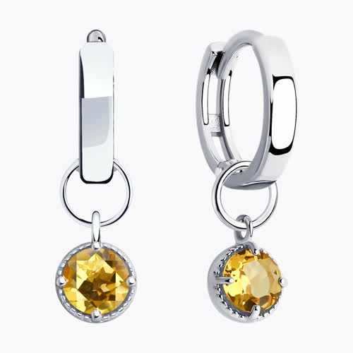 Серьги из серебра с цитринами из родированное серебро — вид 5