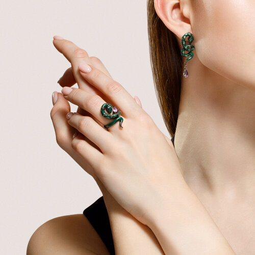 Серьги из серебра с миксом камней из серебро — вид 4