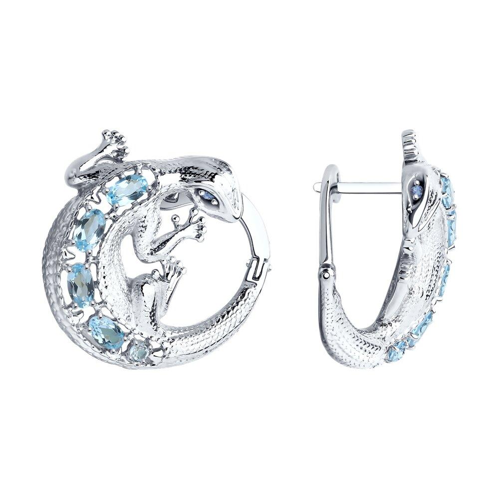 Серьги из серебра с топазами и фианитами - видео на модели