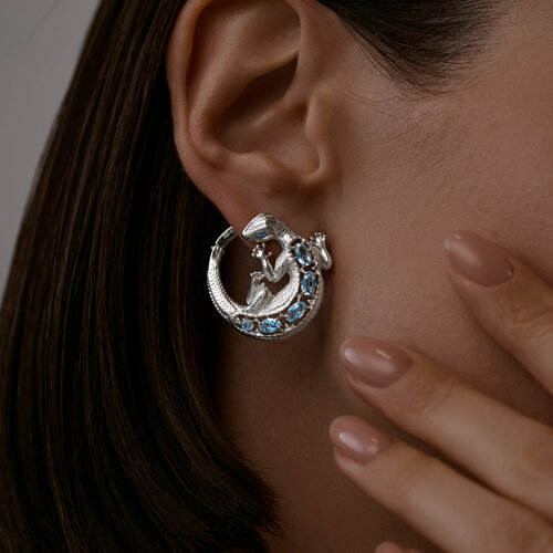 Серьги из серебра с топазами и фианитами из серебро — вид 2