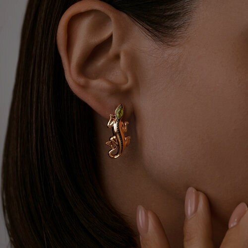 Серьги из золочёного серебра с хризолитами из серебро — вид 2