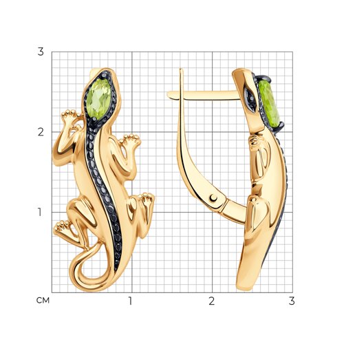 Серьги из золочёного серебра с хризолитами из серебро — вид 4