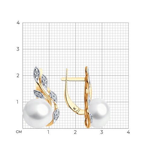 Серьги из золочёного серебра с жемчугом и фианитами из серебро — вид 2