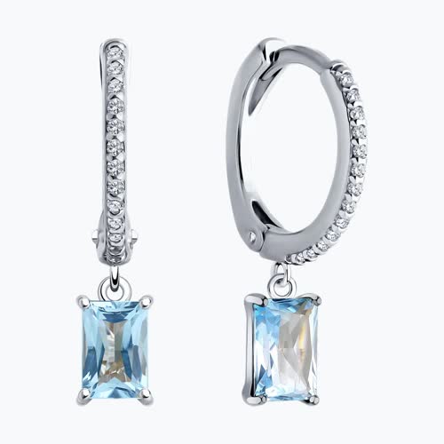 Серьги из серебра с топазами и фианитами из серебро — вид 2