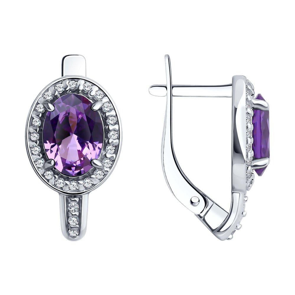 Серьги из серебра с ситаллами и фианитами - видео на модели