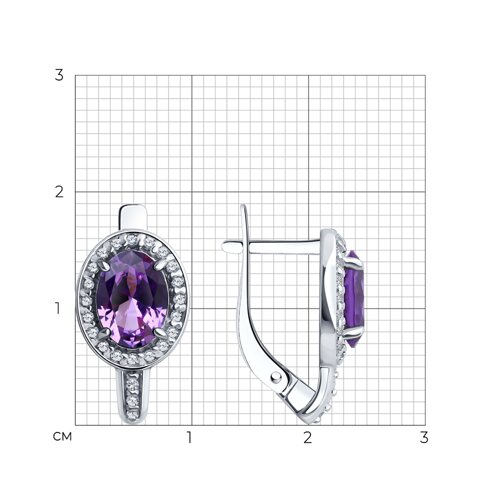 Серьги из серебра с ситаллами и фианитами из серебро — вид 3