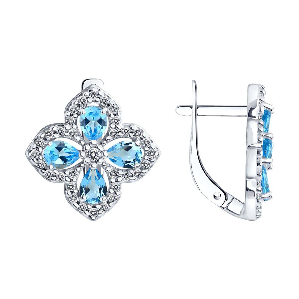 Серьги из серебра с топазами и фианитами - видео на модели