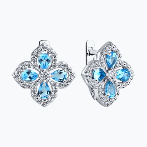 Серьги из серебра с топазами и фианитами из серебро — вид 2