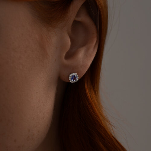 Серьги из серебра с танзанитами и фианитами из серебро — вид 3