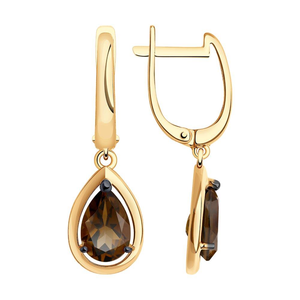 Серьги из золочёного серебра с раухтопазами - видео на модели