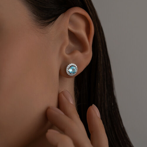 Серьги из серебра с топазом и фианитами из серебро — вид 3