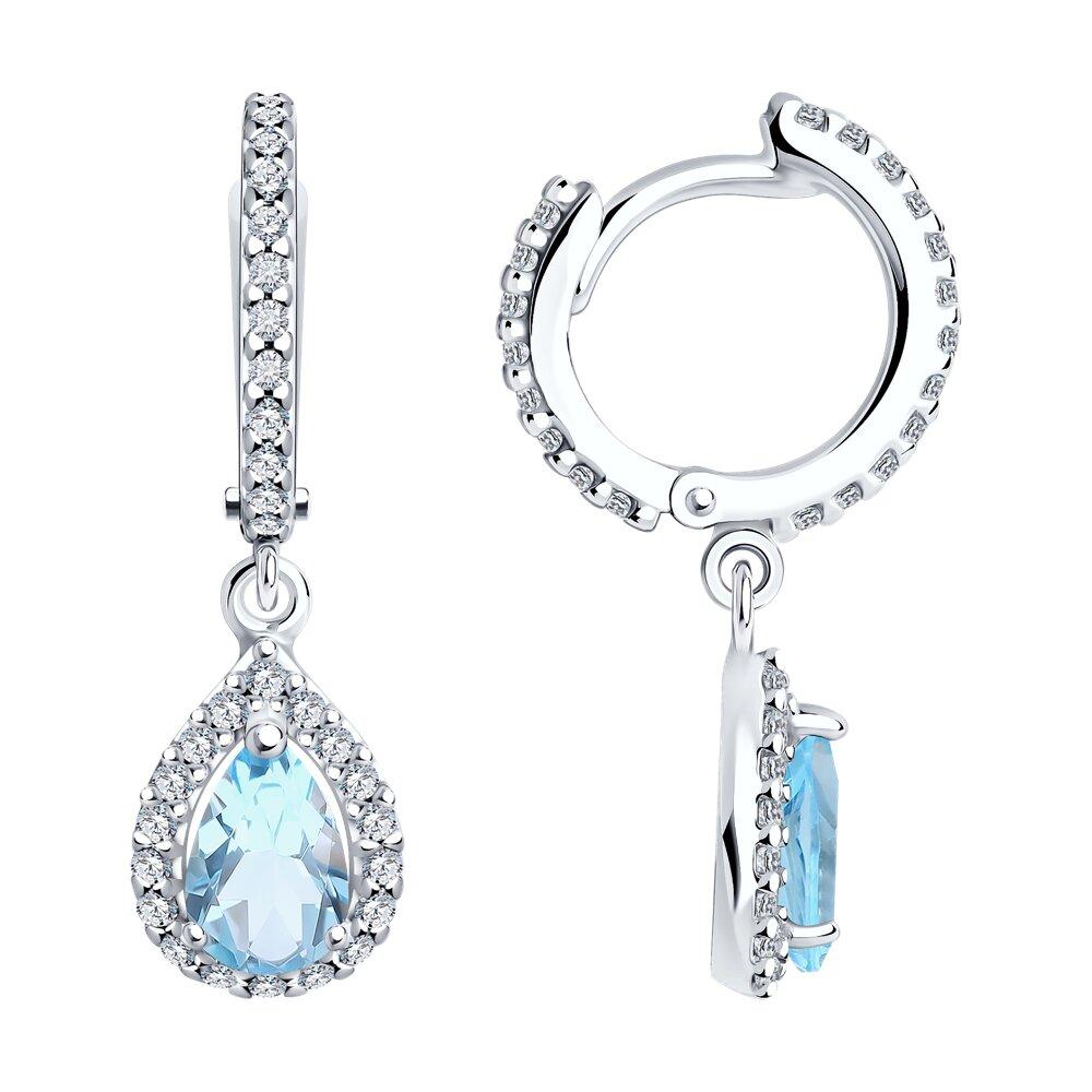 Серьги из серебра с ситаллами и фианитами - видео на модели