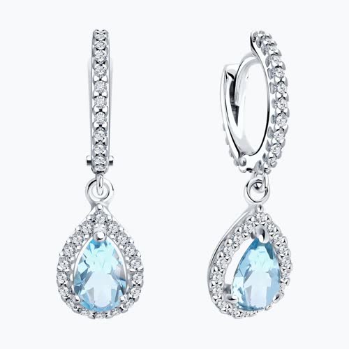 Серьги из серебра с ситаллами и фианитами из серебро — вид 2