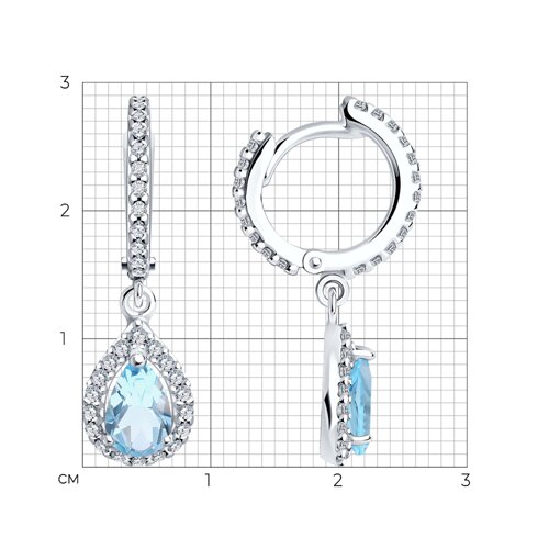 Серьги из серебра с ситаллами и фианитами из серебро — вид 4