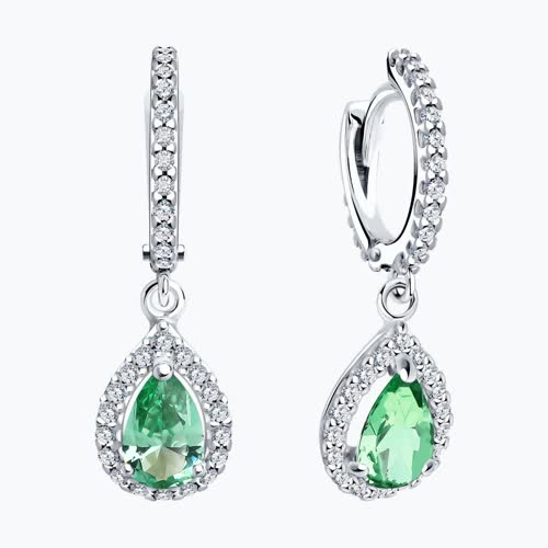 Серьги из серебра с ситаллами и фианитами из серебро — вид 2