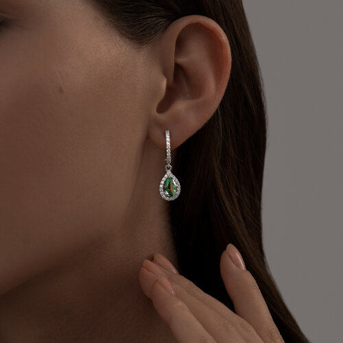 Серьги из серебра с ситаллами и фианитами из серебро — вид 3