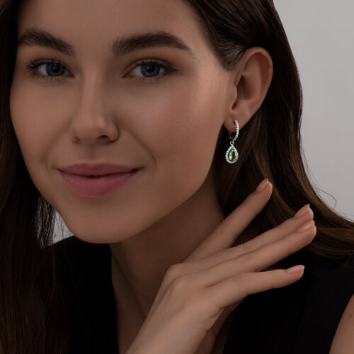 Серьги из серебра с ситаллами и фианитами из серебро — вид 4