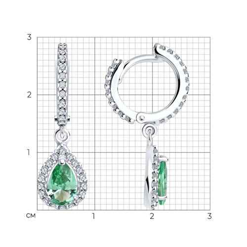 Серьги из серебра с ситаллами и фианитами из серебро — вид 5